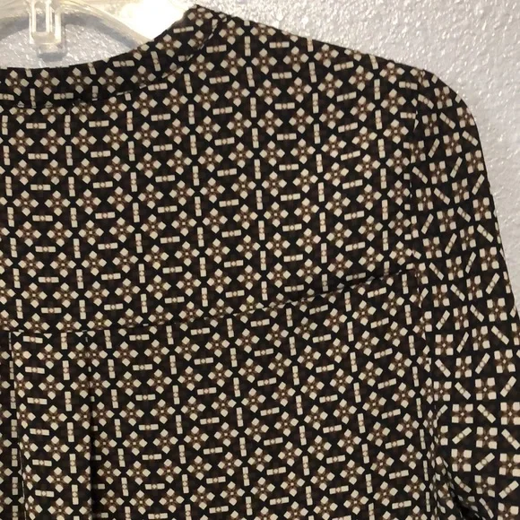 Pleione blouse Women's Small S long sleeve black brown abstract shirt top EUC - Picture 10 of 11